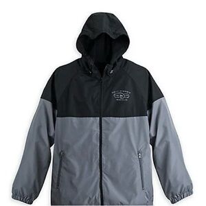 Disney Parks Authentic Original Gray/ Black Windbreaker Jacket NWOT